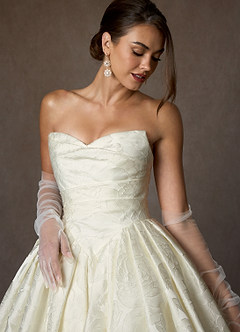 Azazie Celestia Suknie ślubne Suknia balowa Bez ramiączek Żakard kwiatowy Pociąg sądowy Sukienka image7