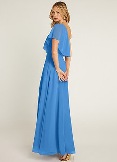 Azazie Lizzy Bridesmaid Dresses Blue Jay A-Line One Shoulder Chiffon Dress image6