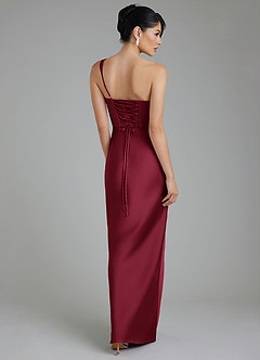 Azazie Sabrina Bridesmaid Dresses Burgundy Mermaid Corset Stretch Satin Dress image3