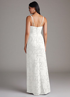 Azazie Leo Bridesmaid Dresses White Sheath Pleated Floral Burnout Dress image2