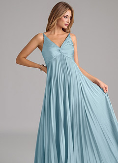 Azazie Raychelle Brautjungfernkleider A-Linie Plissee Stretch-Satin Kleid Stimmungsvolles Blau image7