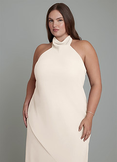Azazie Velli Bridesmaid Dresses White Alabaster Mermaid High Neck Chiffon Dress image9
