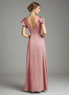 Azazie Omari Vestidos de damas de honor Vestido de Rosa Polvorienta de Satén Elástico de Corte en A image2