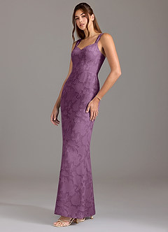 Azazie Denice Bridesmaid Dresses Wisteria A-Line Pleated Floral Burnout Dress image3