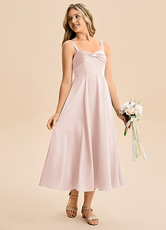 Azazie Ramona Junior Blushing Pink A-Line Sweetheart Neckline Stretch Satin Dress image4