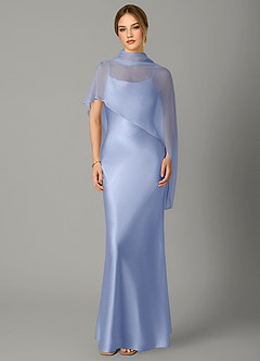 Azazie Jaleesa Jurken voor bruidsmeisjes Jurk van Stretch Satijn met A-Lijn Hoge Kraag Ijs image1