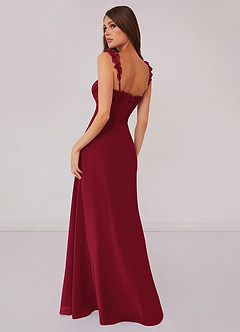 Barbie ♥ Azazie Bridesmaid Dresses Burgundy A-Line Sweetheart Neckline Chiffon Dress image2