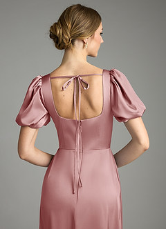 Azazie Fyona Bridesmaid Dresses Dusty Rose A-Line Pleated Stretch Satin Dress image2
