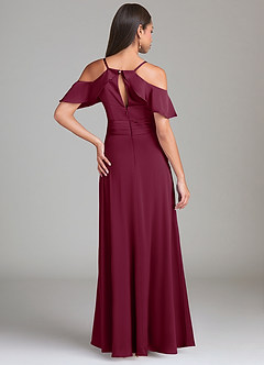Azazie Dakota Brautjungfernkleider A-Linie Schulterfrei Stretch-Satin Kleid Maulbeerrot image2