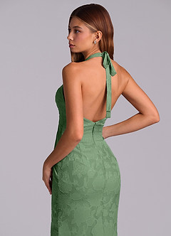 Azazie Valerie Jurken voor bruidsmeisjes Jurk van Bloemen Burn-out met Zeemeermin Geplooid Eucalyptus image2