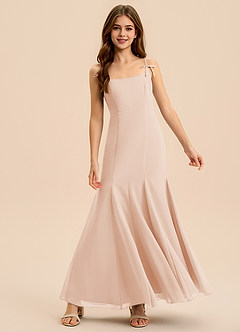 Azazie Evey Junior English Rose Mermaid Pleated Chiffon Dress image3