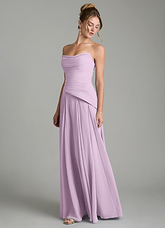 Azazie Gabriela Bridesmaid Dresses Frosted Lilac A-Line Corset Chiffon Dress image6
