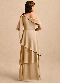 Azazie Shyloh Girls Formal Flower Girl Klänningar Klänning A-Line i Stretch Satin Off the shoulder image2