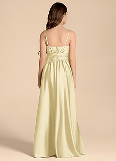 Azazie Catalina Junior Vestido de Sorbete De Limón de Satén Elástico de Corte en A con Escote de Corazón image2
