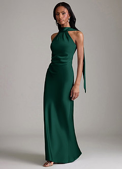 Azazie Cassiana Brudepigekjoler Havfrue Plisseret Stræk satin Gulv-længde Kjole image5