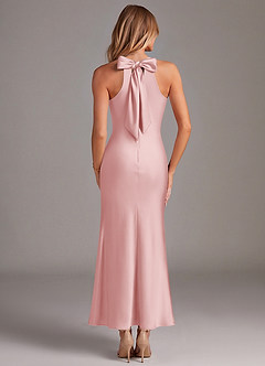 Azazie Doretta Bridesmaid Dresses Powder Pink Mermaid Pleated Stretch Satin Dress image6