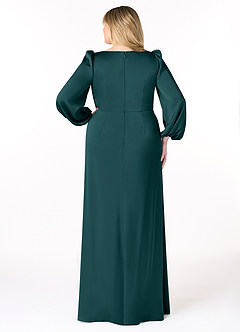 Azazie Mel Brautjungfernkleider Etui Langarm Stretch-Satin Kleid Kiefer image9