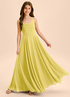 Azazie Kady Junior A-Linie Herzausschnitt Chiffon Kleid Kanarienvogel image4