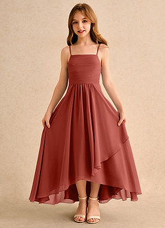 Azazie Twilight Dance Girls Formal Blumenmädchenkleider A-Linie Plissee Chiffon Kleid Terrakotta image6