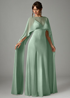 Azazie Stefania Robes de demoiselle d'honneur Robe Trapèze en Satin extensible Agave image3