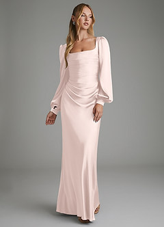 Azazie Brianna Kleider zum Anprobieren zu Hause Meerjungfrau-Linie Korsett Stretch-Satin Kleid Zartrosa image1
