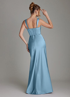 Azazie Agustina Robes de demoiselle d'honneur Robe Sirène en Satin extensible Corset Acier Bleuté image2