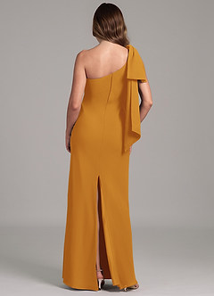 Azazie Capri Bridesmaid Dresses Butterscotch A-Line One Shoulder Chiffon Dress image2