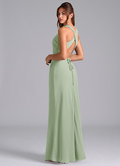 Azazie Evadne Bridesmaid Dresses Dusty Sage A-Line Pleated Chiffon Dress image2