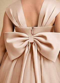 Azazie Chickadee Robe Demoiselle D'honneur Fillette Robe Princesse en Mat Satiné Encolure en Forme de Cœur Rose Perle image6