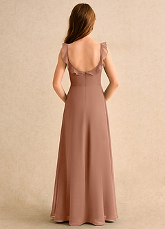 Azazie Chip Girls Formal Robe Demoiselle D'honneur Fillette Robe Trapèze en Mousseline de soie Sans manches Bronze image2