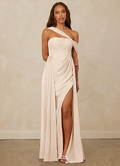 Christian Siriano Bridal for Azazie 1014 Robes de demoiselle d'honneur Robe Trapèze en Mousseline de soie Épaule décolletée Albâtre Blanc image10