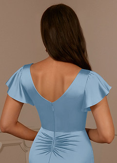 Azazie Roya Mère de la mariée Robes Robe Sirène en Satin extensible Col en V Plissé Poudre Bleue image6