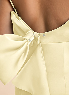 Azazie Lioren Junior Etui Schleifen Stretch-Satin Kleid Zitronensorbet image6