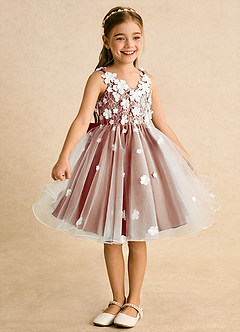 Azazie Junebug Flower Girl Dresses Ivory Paprika Ball-Gown Lace Tulle Dress image5