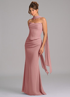 Azazie Sorrel Bridesmaid Dresses Dusty Rose Mermaid Corset Chiffon Dress image5