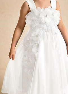 Azazie Dovey Flower Girl Dresses Ivory Ball-Gown Bow Tulle Dress image7