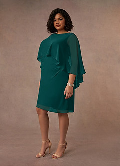 Azazie Mirra Mother of the Bride Dresses Peacock Sheath Scoop Pleated Chiffon Dress image8