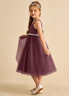 Azazie Firefly vestidos de niña de las flores Vestido de Sangrado de Satin Mate de Corte En A con Lazo image4