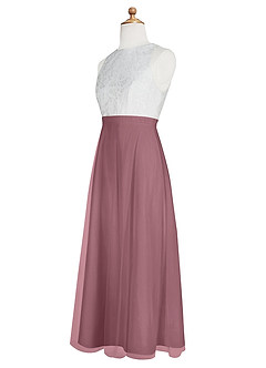 Azazie Albertine Junior Amethyst A-Line Lace Chiffon Dress image9