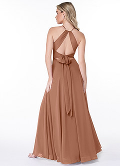 Azazie Evalleen Bridesmaid Dresses Bronzer A-Line Pleated Chiffon Dress image4