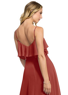 Azazie Jean Vestidos de damas de honor Vestido de Terracota de Gasa de Corte en A Convertible image5