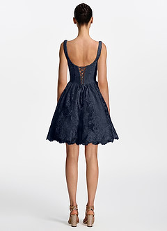 Laetitia Marine Minikleid mit eckigem Ausschnitt, Schnürung und Korsett image6