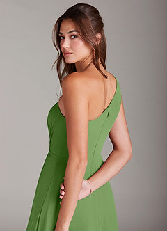 Azazie Brooke Bridesmaid Dresses Basil A-Line One Shoulder Chiffon Dress image6