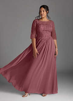 Azazie Mirielle Mother of the Bride Dresses Desert Rose A-Line Scoop Lace Chiffon Dress image1