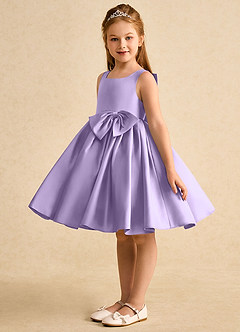Azazie Jessie vestidos de niña de las flores Vestido de Lila de Satin Mate de Corte En A con Lazo image3