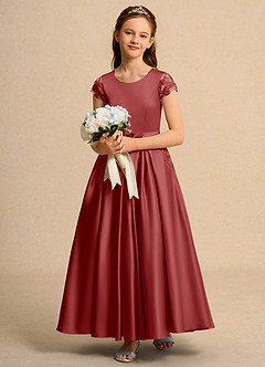 Azazie Bunny Girls Formal Abiti da Ragazza di Fiori Abito Principessa in Pizzo Ruggine image3