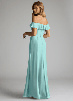 Azazie Sophie Bridesmaid Dresses Aqua A-Line Off the Shoulder Chiffon Convertible Dress image5