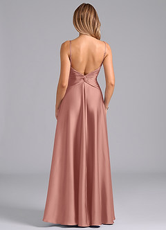 Azazie Elita Brautjungfernkleider A-Linie Plissee Stretch-Satin Kleid Rosettenrosa image5