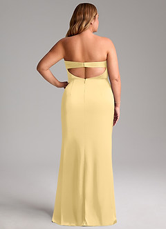 Azazie Leonis Brautjungfernkleider Wandelbar Meerjungfrau-Linie Plissee Stretch-Satin Kleid Butter image9