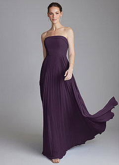 Azazie Mariana Bridesmaid Dresses Plum A-Line Strapless Chiffon Dress image1